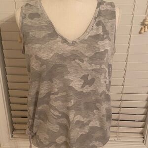Stylish Gray Camo V-Neck Tank Top